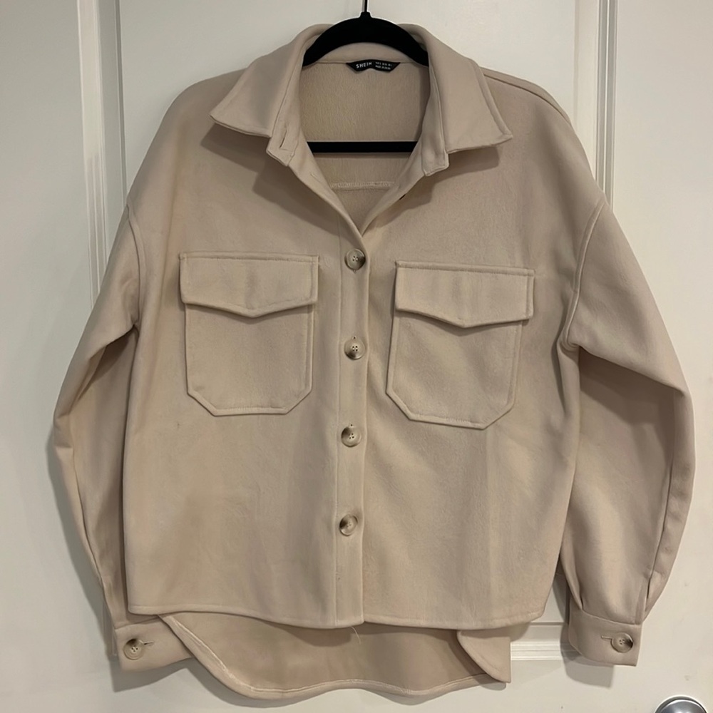 Shein Beige Oversized Shirt Jacket size small